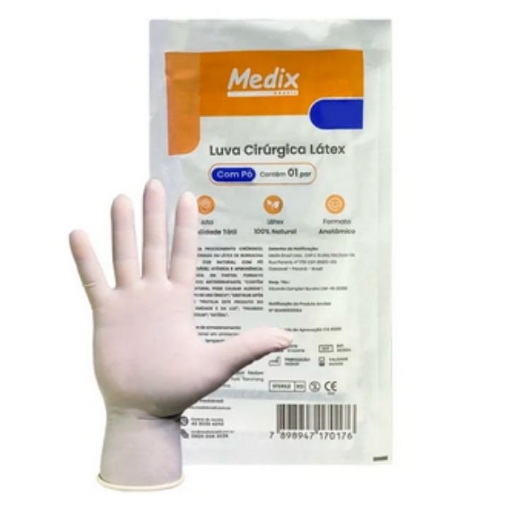 LUVA CIRURGICA LATEX C/PO TAM 8.5 PAR