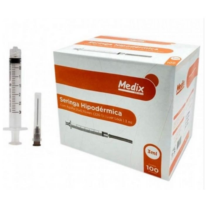 SERINGA 03ML C/AG LOCK 25X0,70