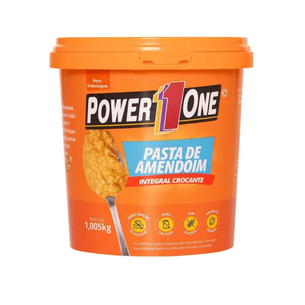 PASTA DE AMENDOIM CROCANTE INTEGRAL POWER ONE 1,005KG