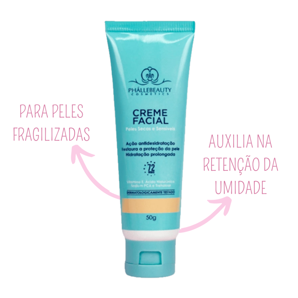 Creme facial pele seca e sensível Phallebeauty