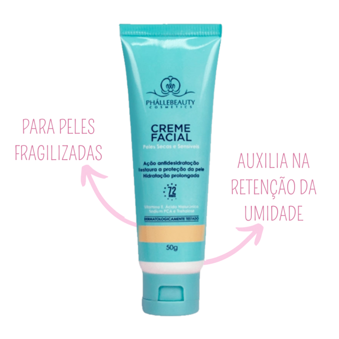 Creme facial pele seca e sensível Phallebeauty