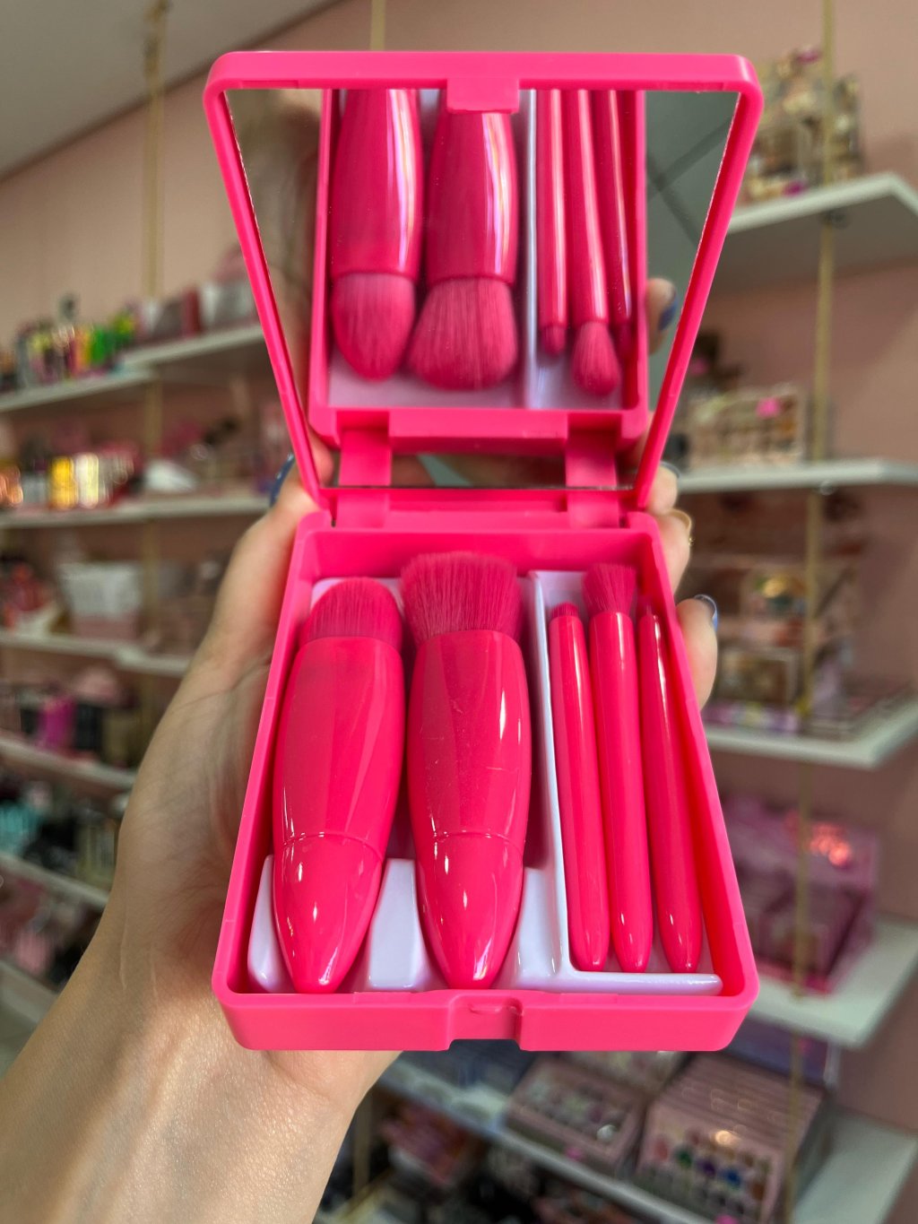 Kit Pincéis Portátil Com Espelho