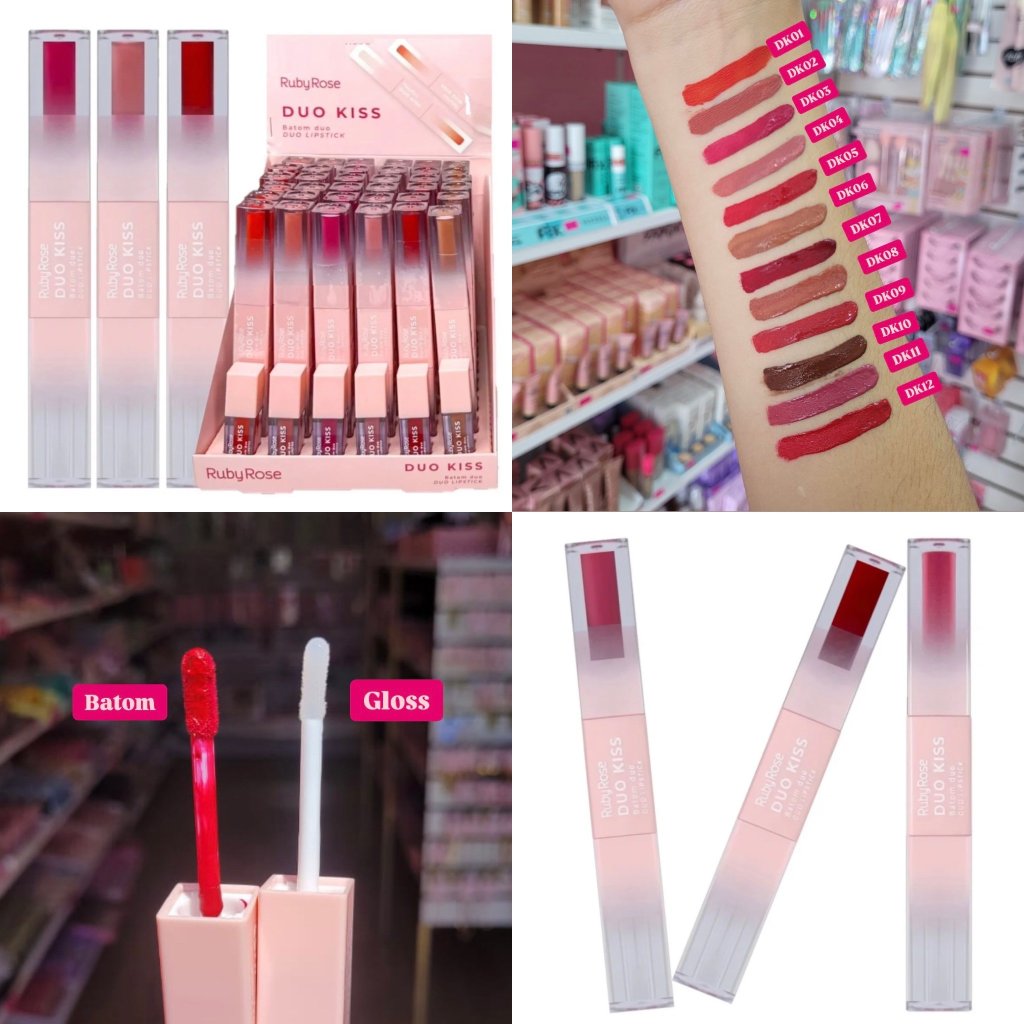Batom Matte + Gloss Duo Kiss Ruby Rose