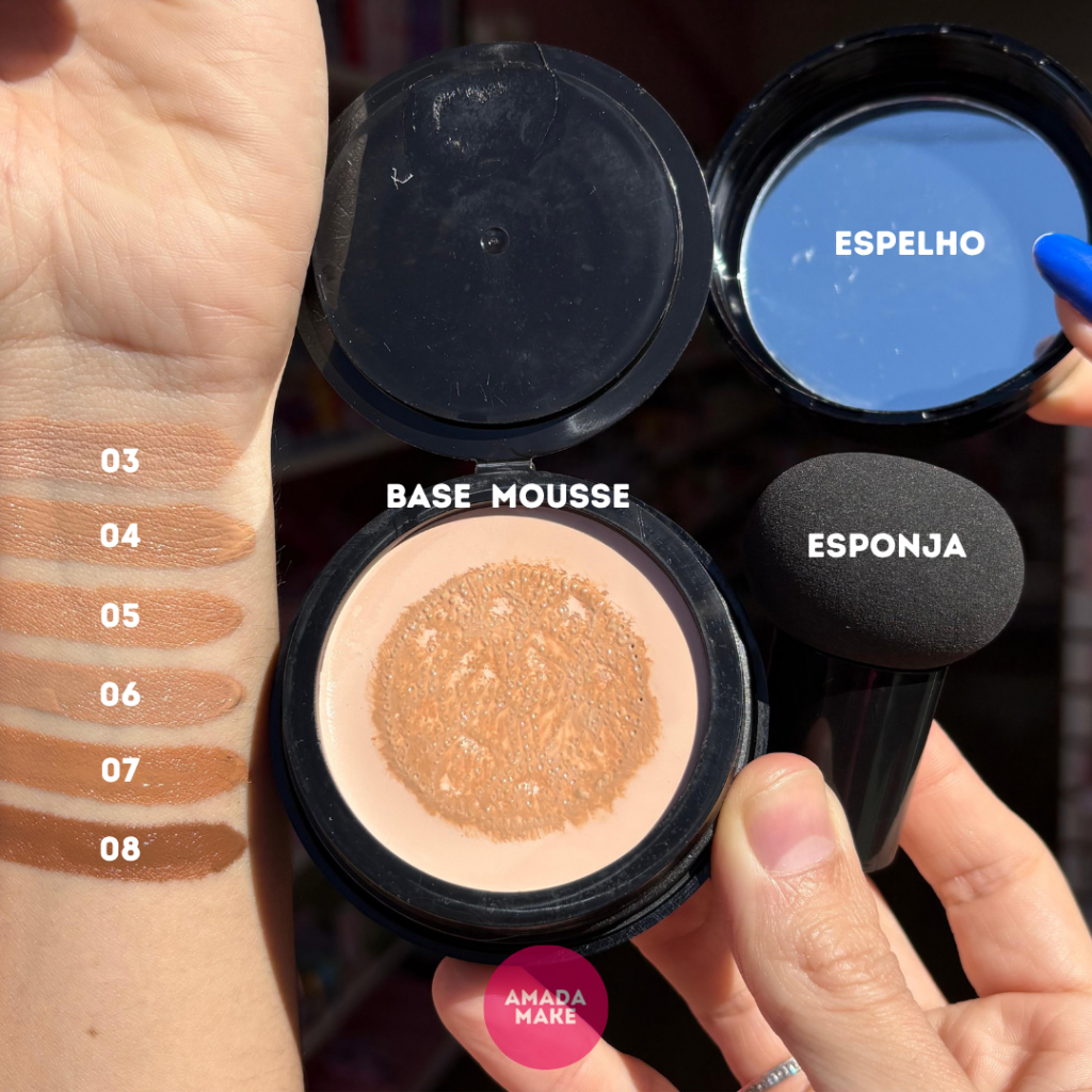 Base Mousse MiaMake com Esponja | Cobertura Acetinada e Hidratante