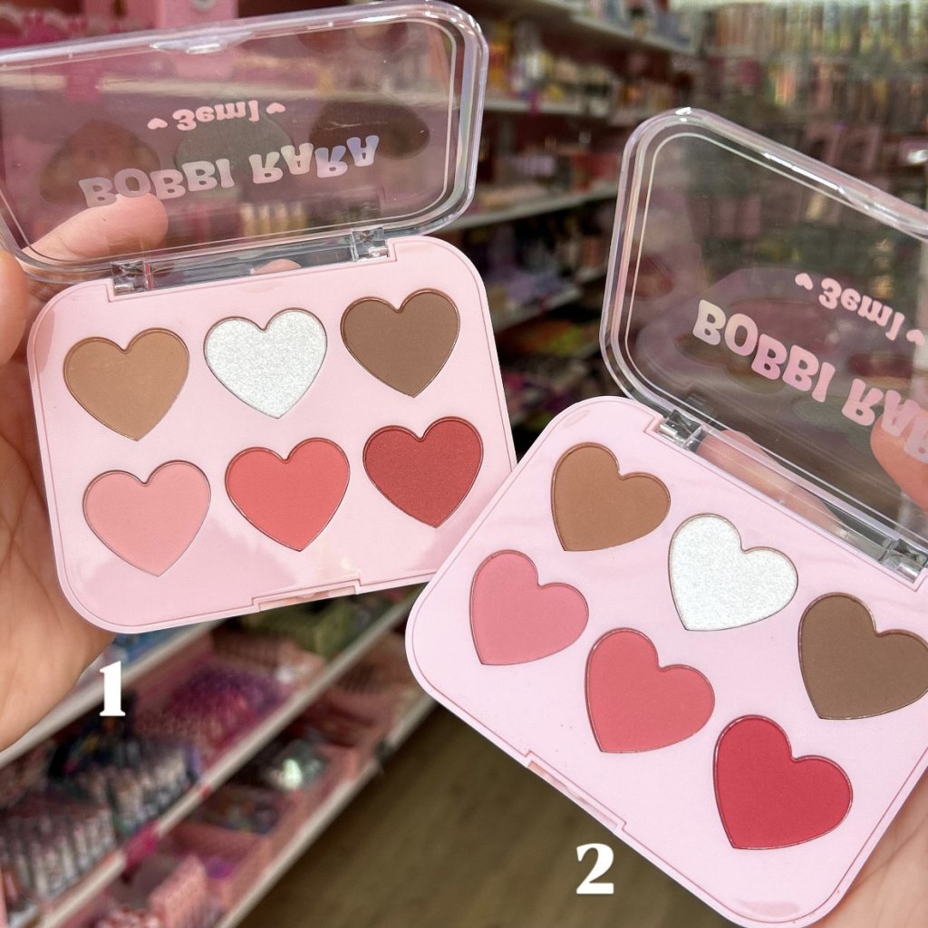 Paleta 3 em 1 Blush Iluminador e Contorno Coração Bobbi Rara