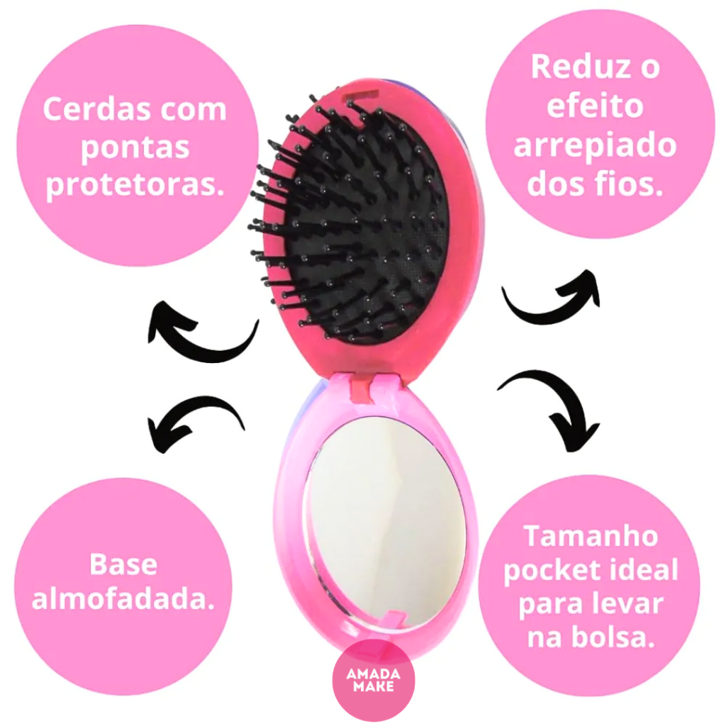Escova Dobrável de Bolsa + Espelho