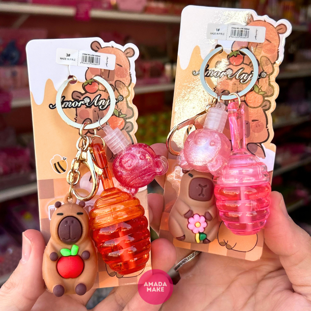 Kit Gloss Mel + Gloss Ursinho + Chaveiro Capivara