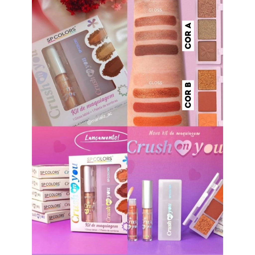 Kit de Maquiagem Gloss + Sombra Crush On You Sp Colors