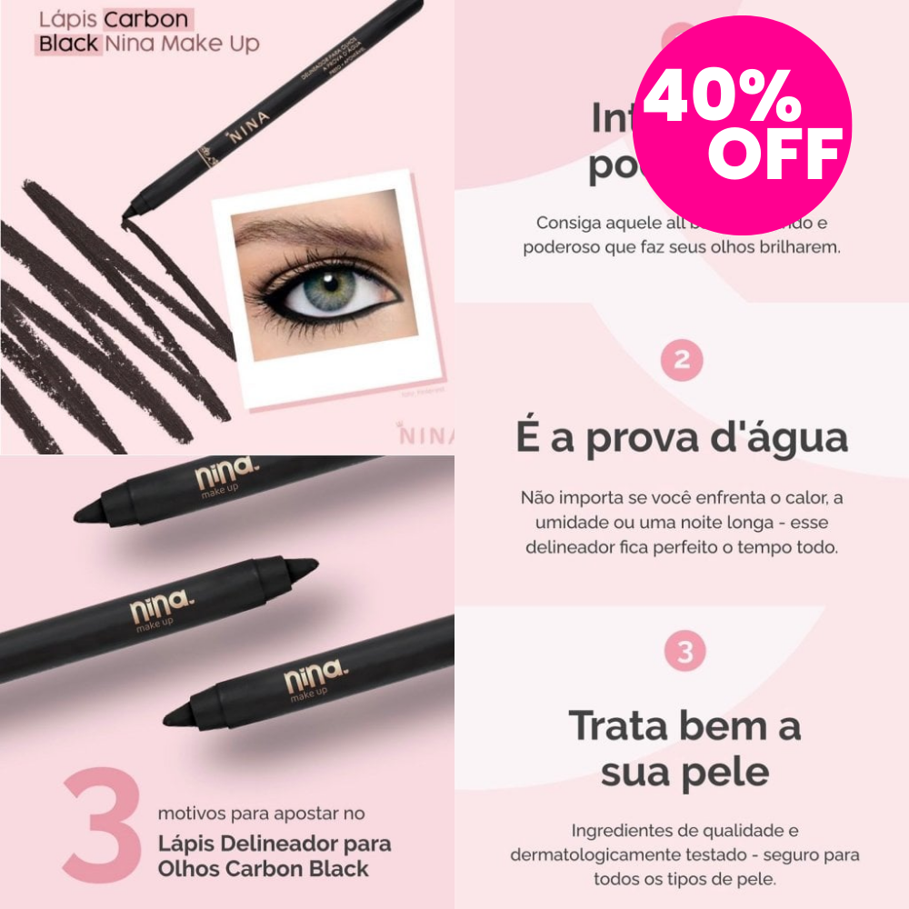 Lápis Carbon Black Nina Makeup -LIMITADO A 3 POR PESSOA