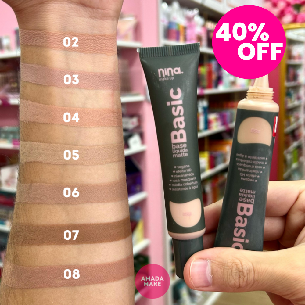 Base Líquida Matte Basic Nina Make up - LIMITADO A 3 POR PESSOA