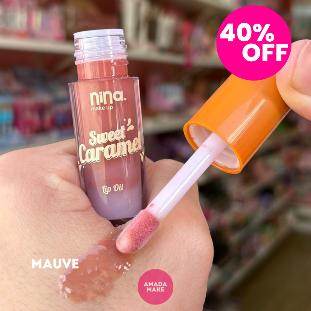 Gloss Lip Oil Sweet Caramel Nina Make Up - Mauve - LIMITADO A 3 POR PESSOA