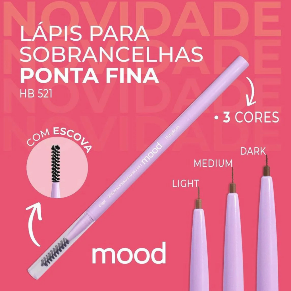 Lápis Para Sobrancelha 3x1 Mood Ruby Rose