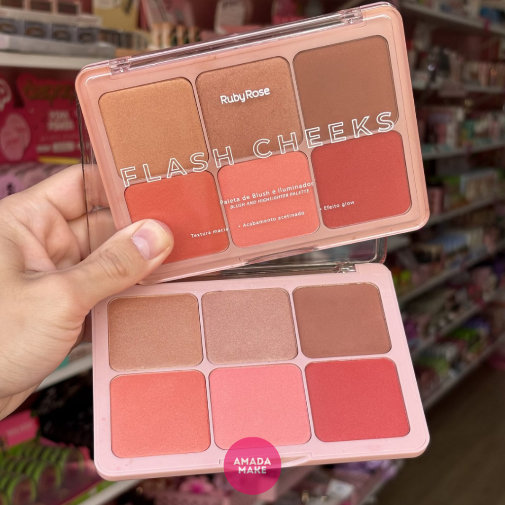 Paleta de Blush e Iluminador Flash Cheeks Ruby Rose