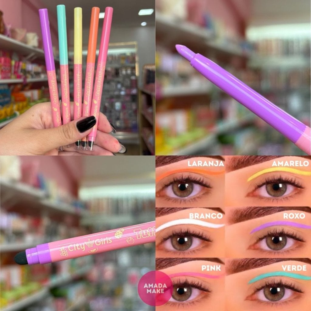 Lápis Retrátil Colorido Tutti Frutti City Girls - Com esponja para apagar
