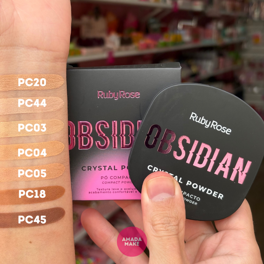 Pó Compacto Crystal Powder Obsidian Ruby Rose