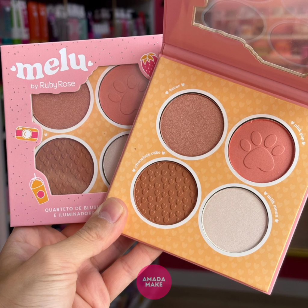 Quarteto de Blush e Iluminador Melu
