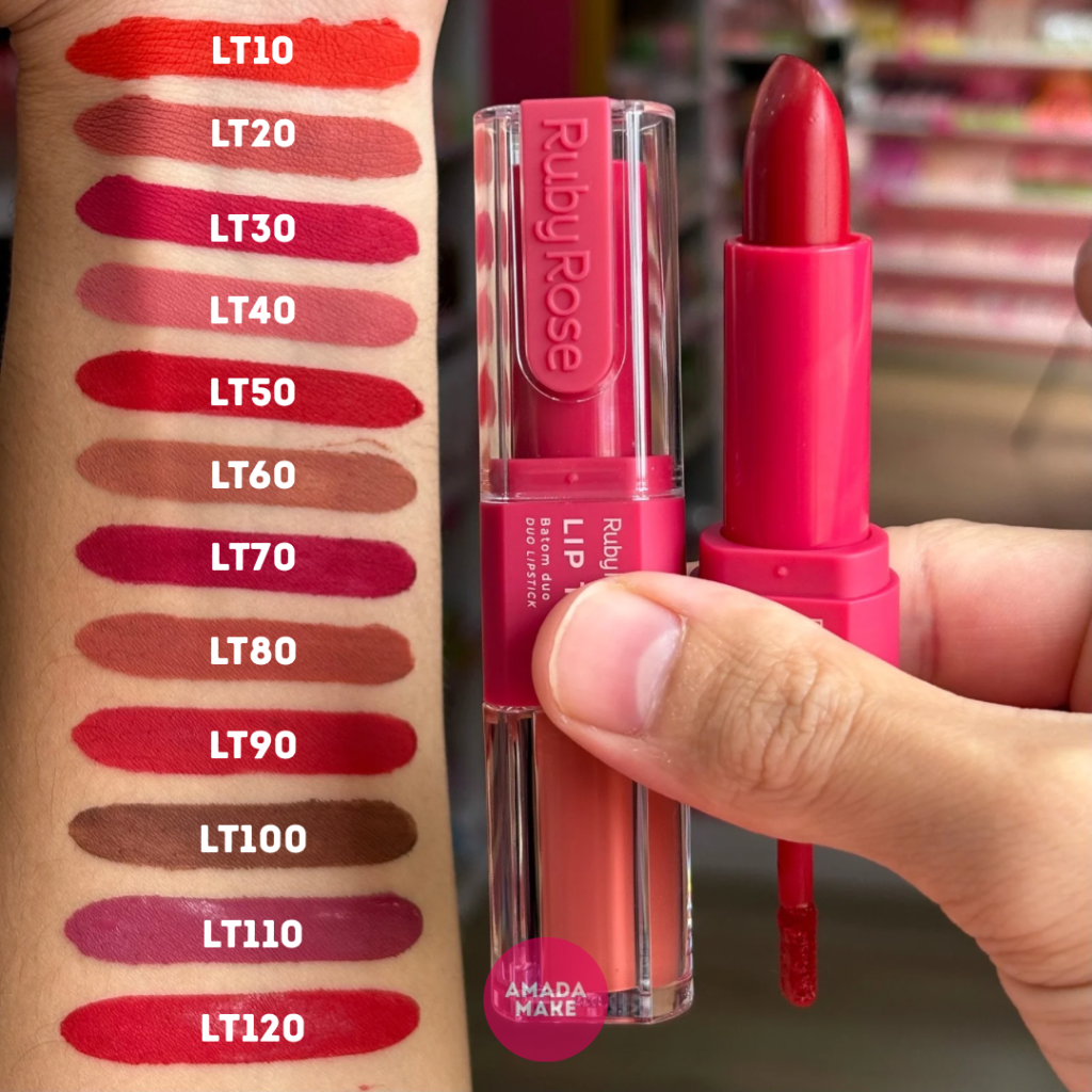 Batom Duo Bala + Líquido Lip Twice Ruby Rose