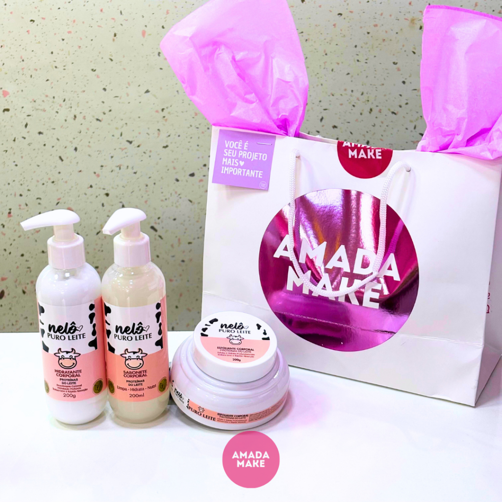 Kit Hidratante Sabonete Esfoliante Puro Leite Nelô