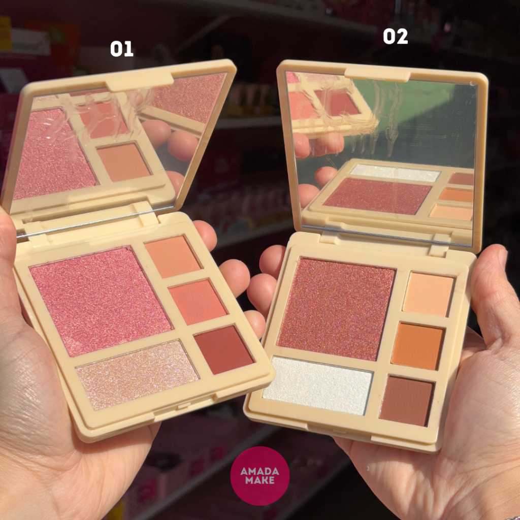Paleta de Blush Iluminador e Sombras Glass Ruby Rose