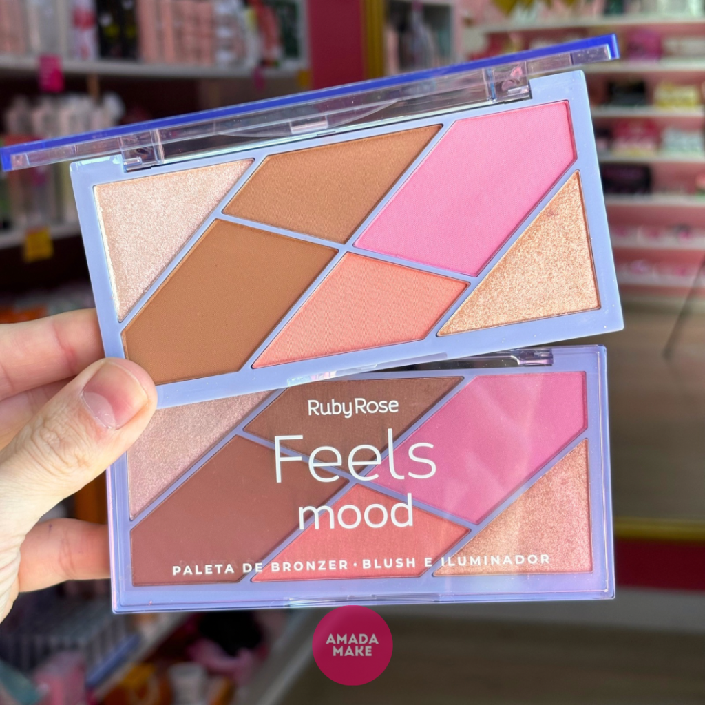 Paleta de Bronzer, Blush e Iluminador Feels Mood Ruby Rose