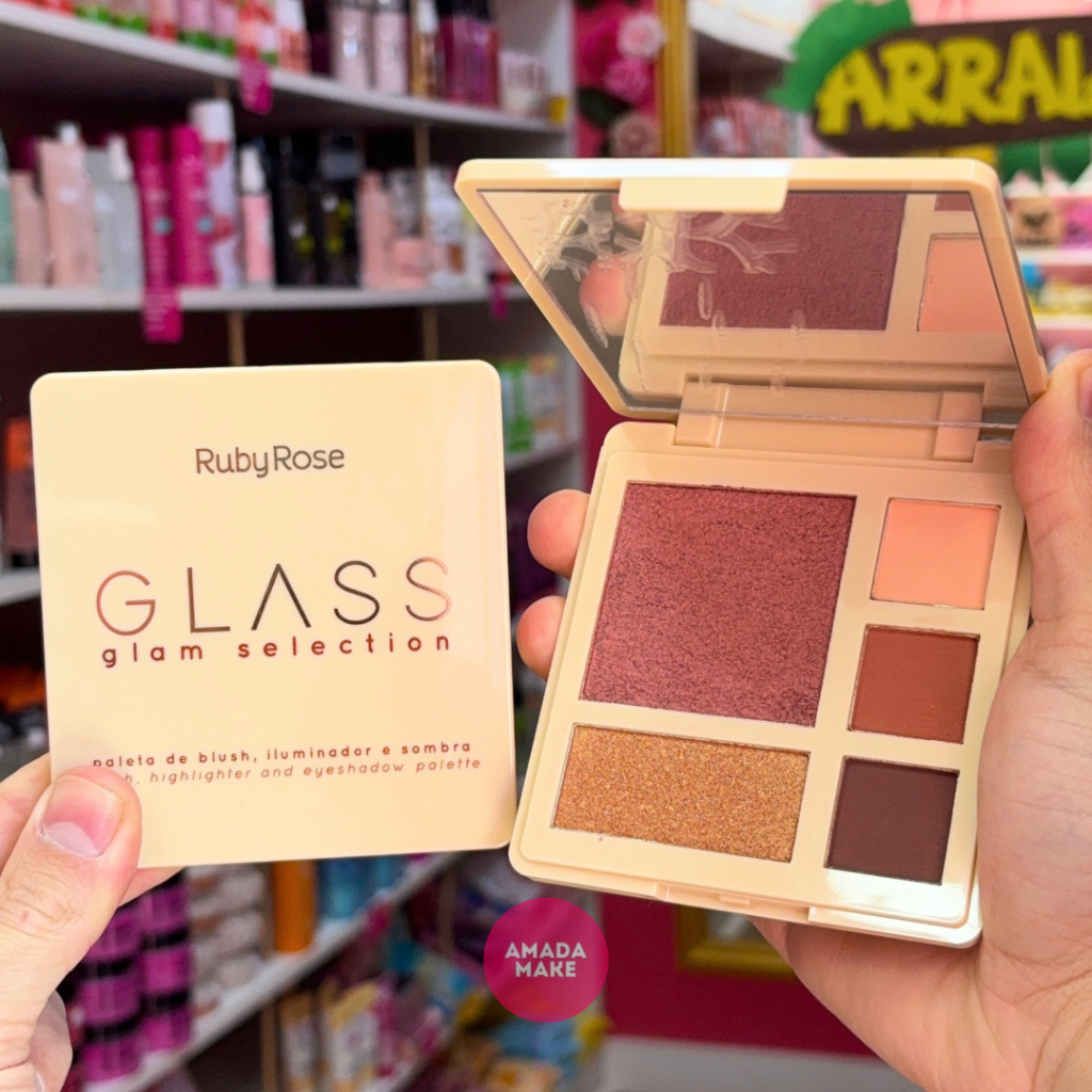 Paleta de Blush Iluminador e Sombras Glass - 03