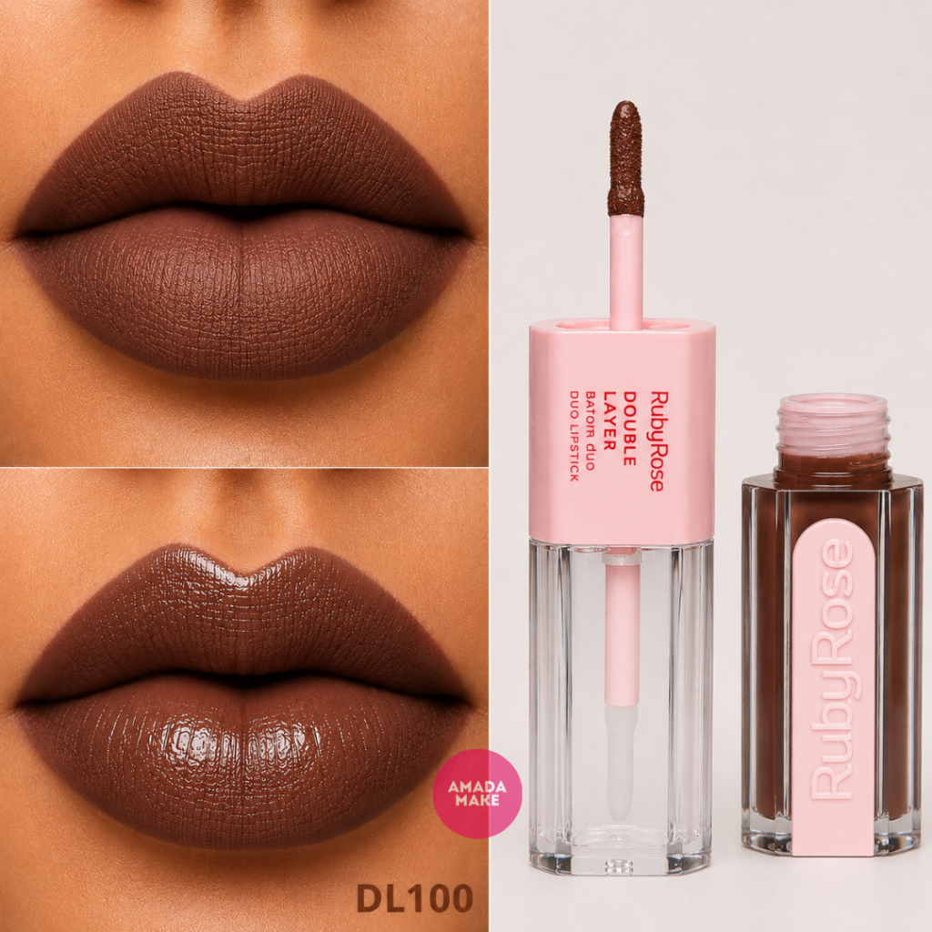 Batom Duo + Gloss Double Layer Ruby Rose - DL100