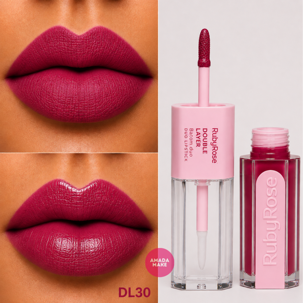 Batom Duo + Gloss Double Layer Ruby Rose - DL30