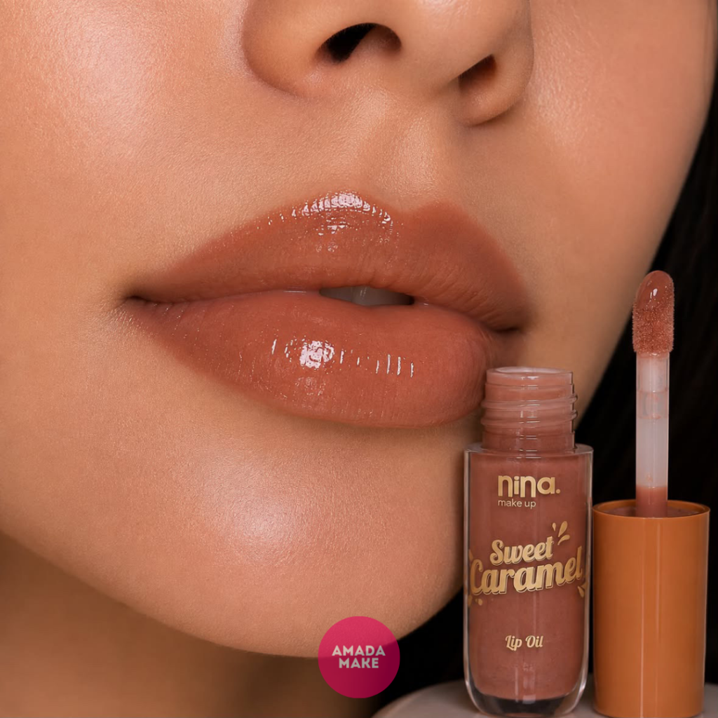 Gloss Lip Oil Sweet Caramel Nina Make Up - Mauve