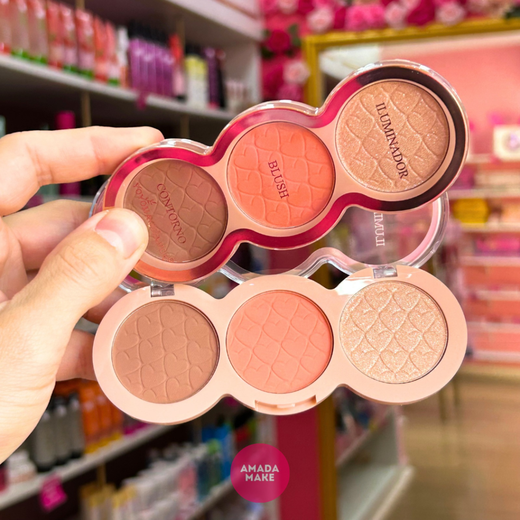 Trio de Blush Iluminador e Contorno Yoyomaquiamor