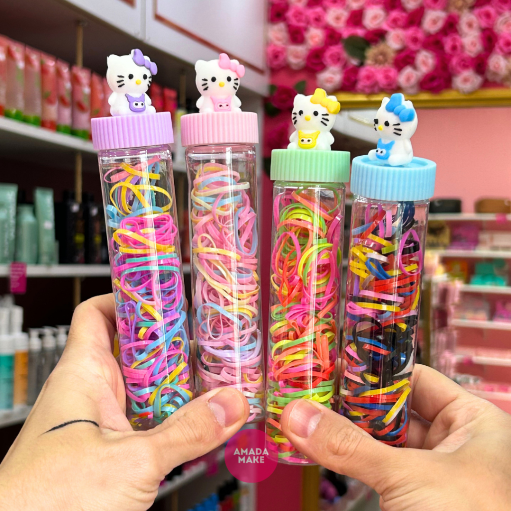Elásticos Coloridos para Cabelo no Tubo