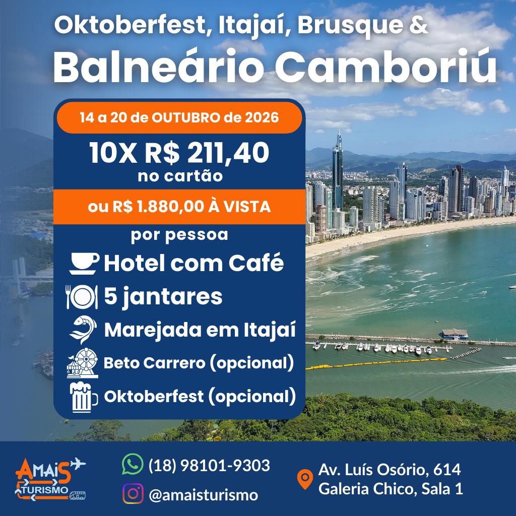 BALNEÁRIO CAMBORIÚ COM OKTOBERFEST - OUTUBRO 2026