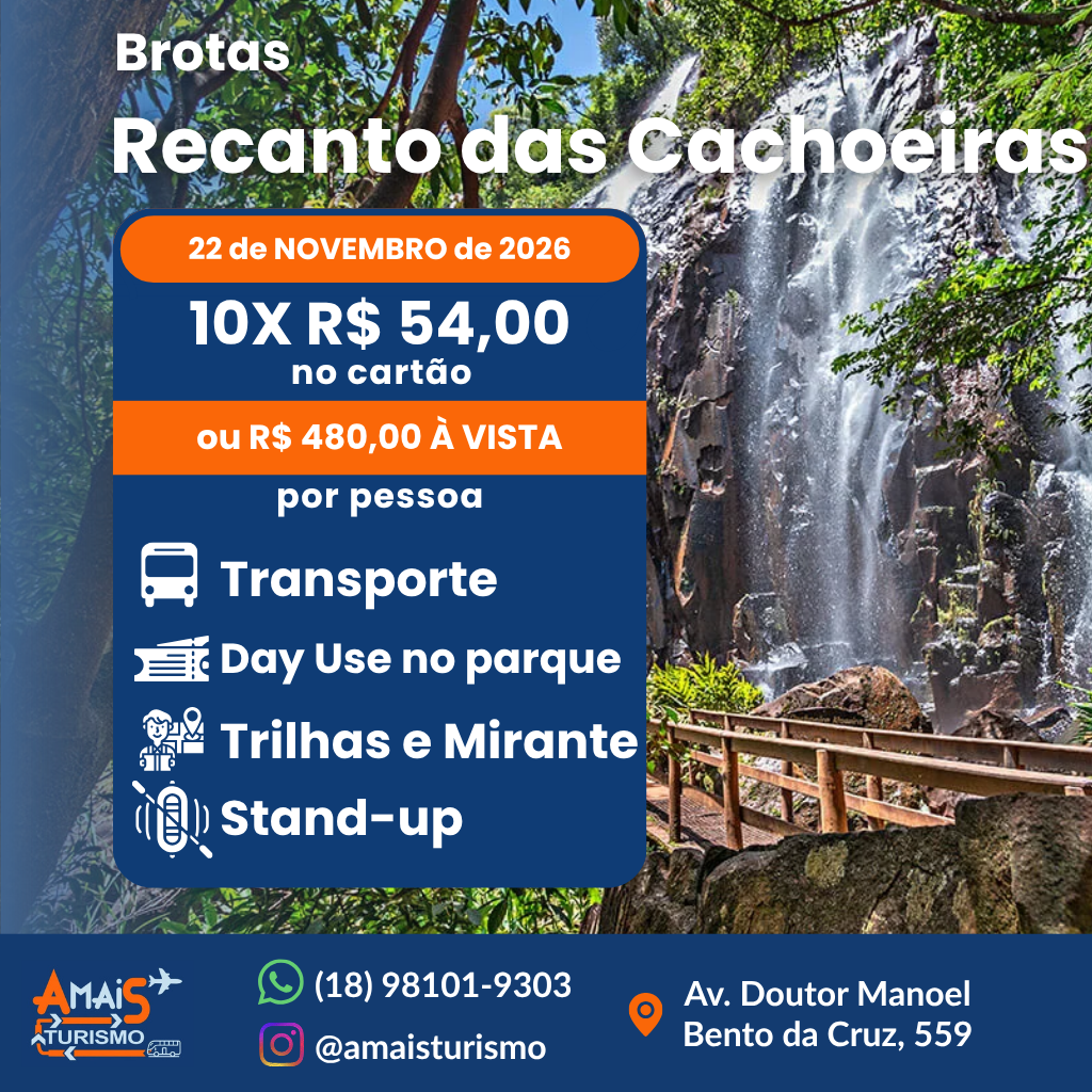 RECANTO DAS CACHOEIRAS EM BROTAS/SP - NOVEMBRO DE 2026
