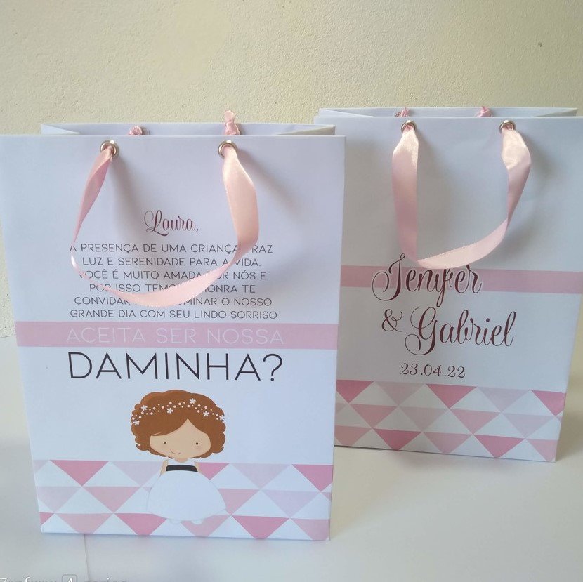 Sacola Personalizada (SACOLAP-08) Casamento Daminha Rose