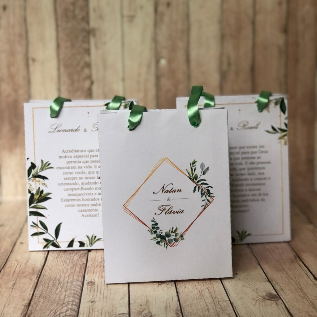Sacola Personalizada (SACOLAP-10) Casamento floral verde