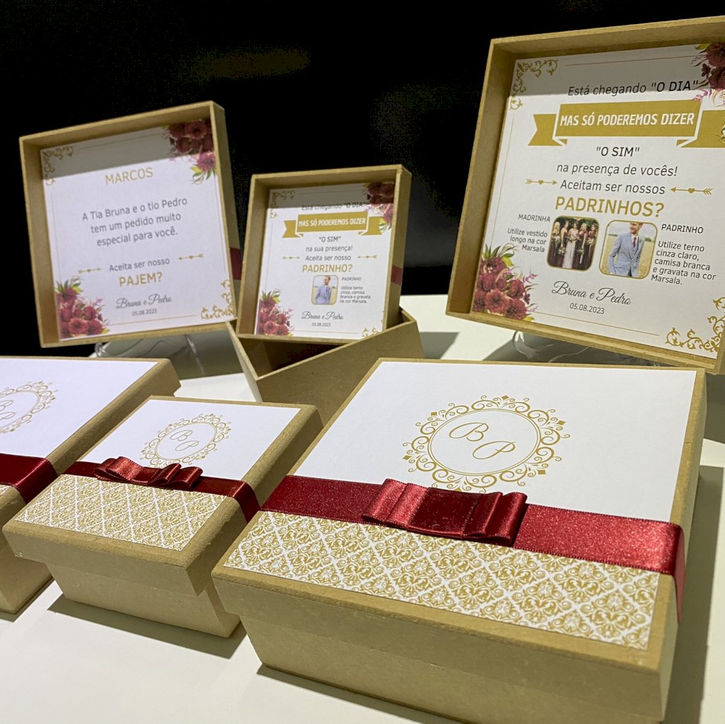 Caixinha de MDF (MDF-01) para Padrinhos, Pajens e Daminhas vários tamanhos