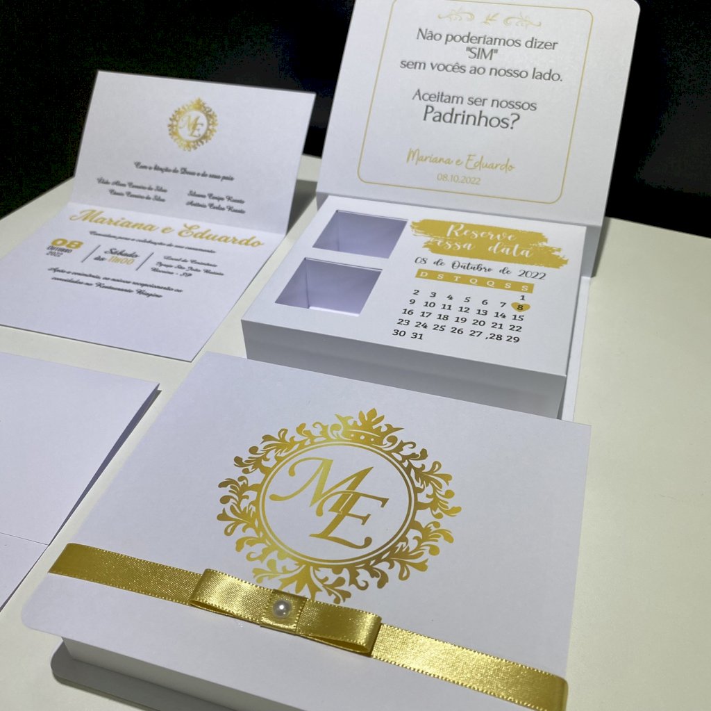 Caixinha para Padrinhos com Manual (Cx. BB 13) Brasão Dourado