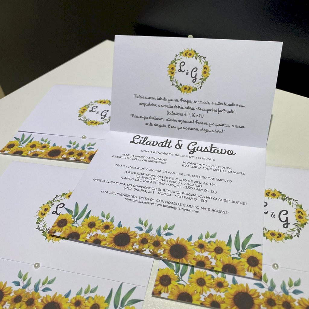 Convite de Casamento (Mini - 32) Floral Amarelo Girassol
