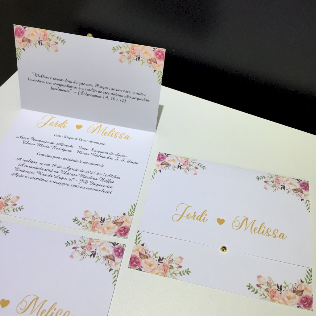 Convite de Casamento (Mini - 46) Floral Rose Marsala