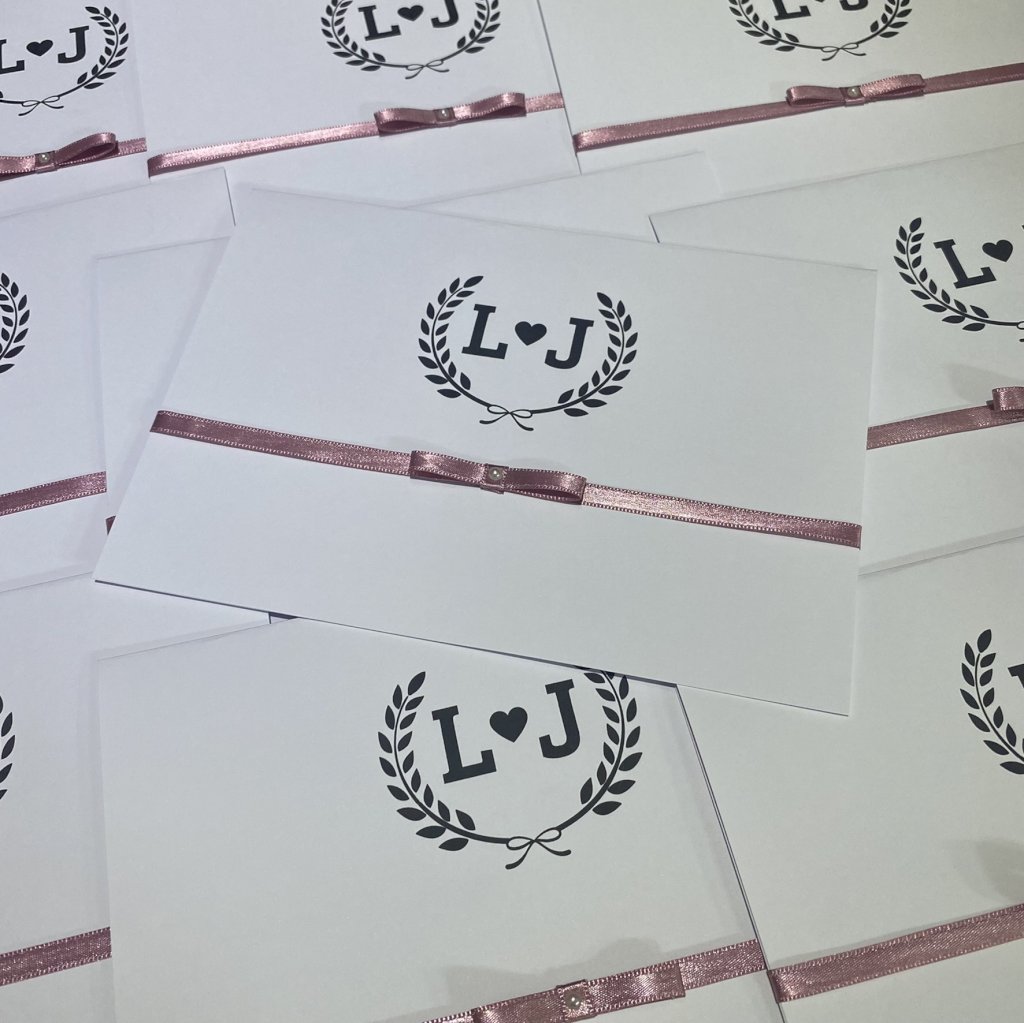 Convite de casamento (Premium-21) Clássico Rose 