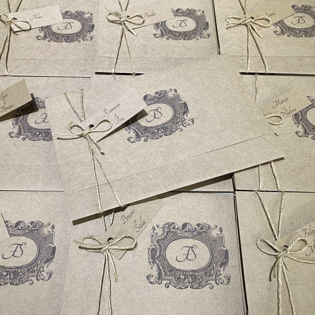 Convite de casamento (Premium-22) Rústico papel Kraft imperial