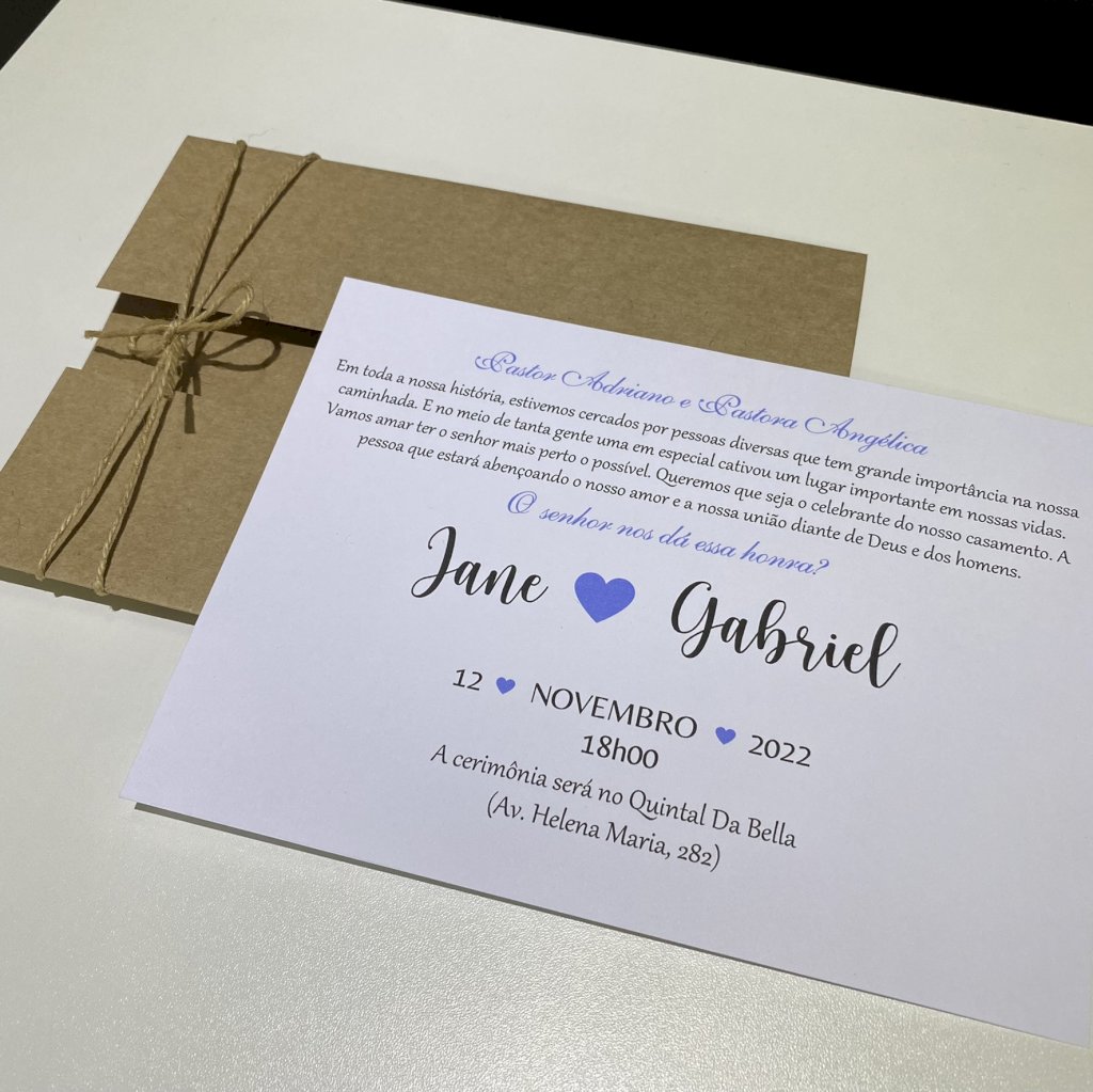 Convite de casamento (Premium-23) Clássico Envelope Kraft Rústico