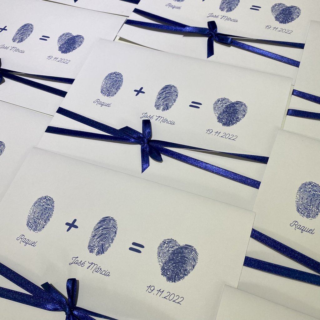 Convite de casamento (Premium-27) Azul bic