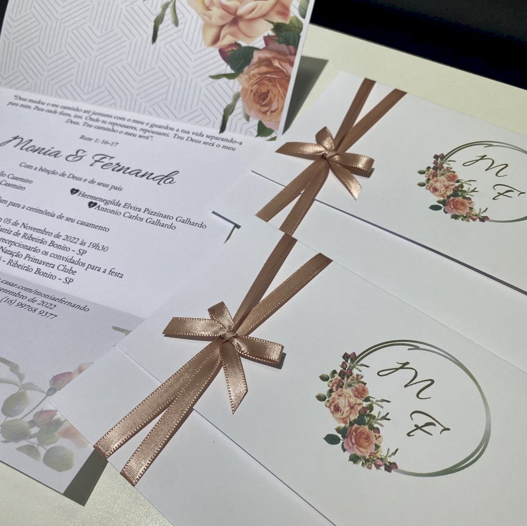 Convite de casamento (Premium-28) Floral Rose Gold