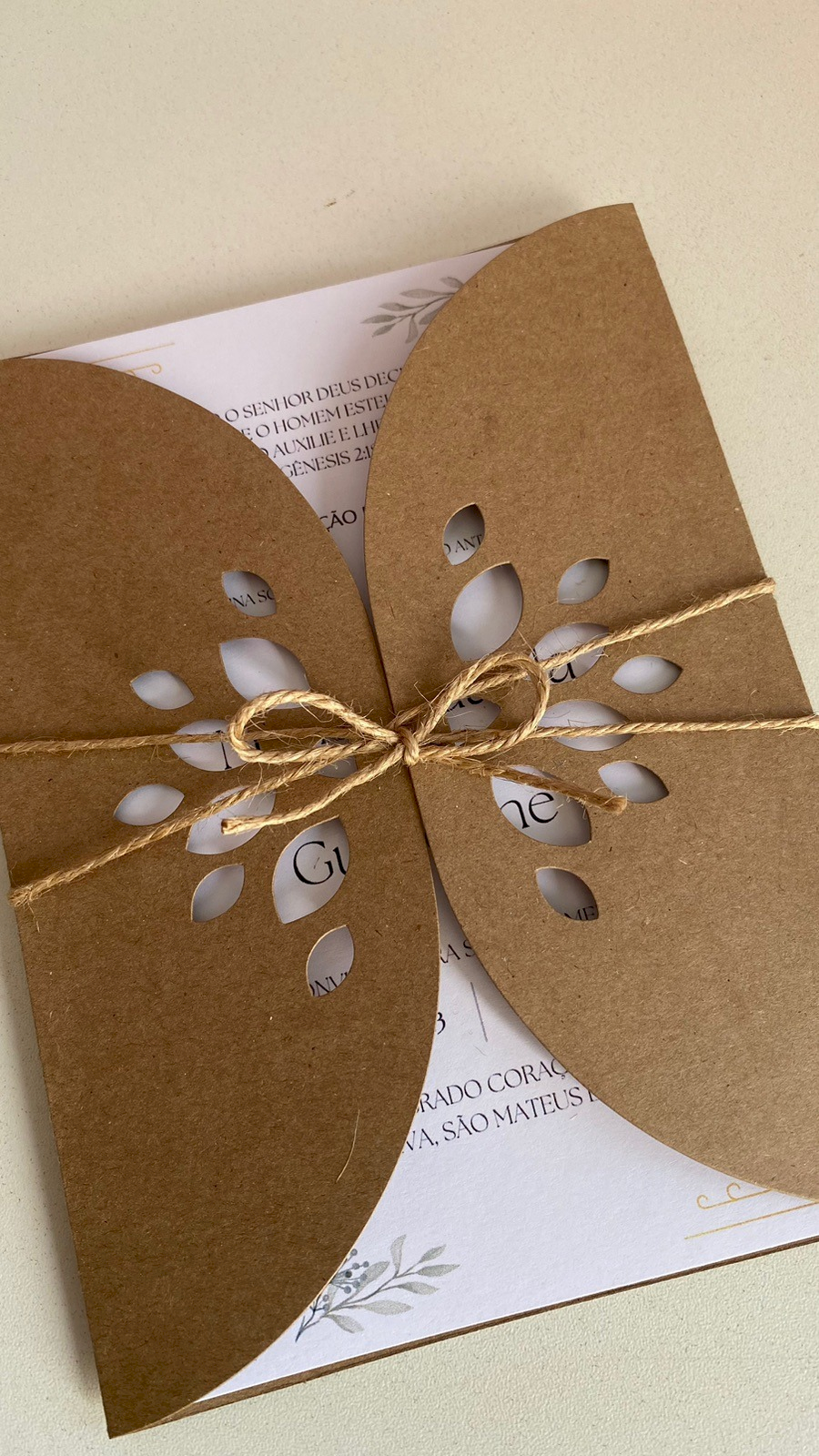 Convite para Casamento com envelope kraft rústico - CV02