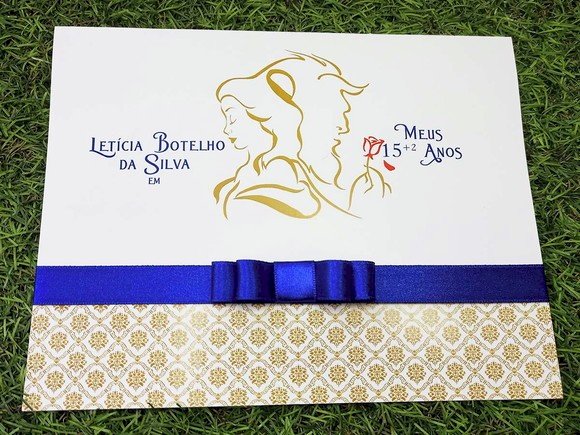Convite 15 anos a bela e a fera Azul  - CV21
