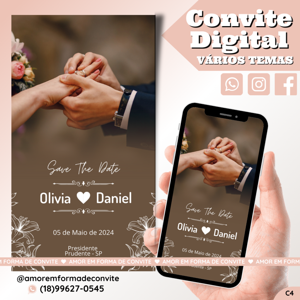 Convite Virtual Digital Interativo Save the Date - C4