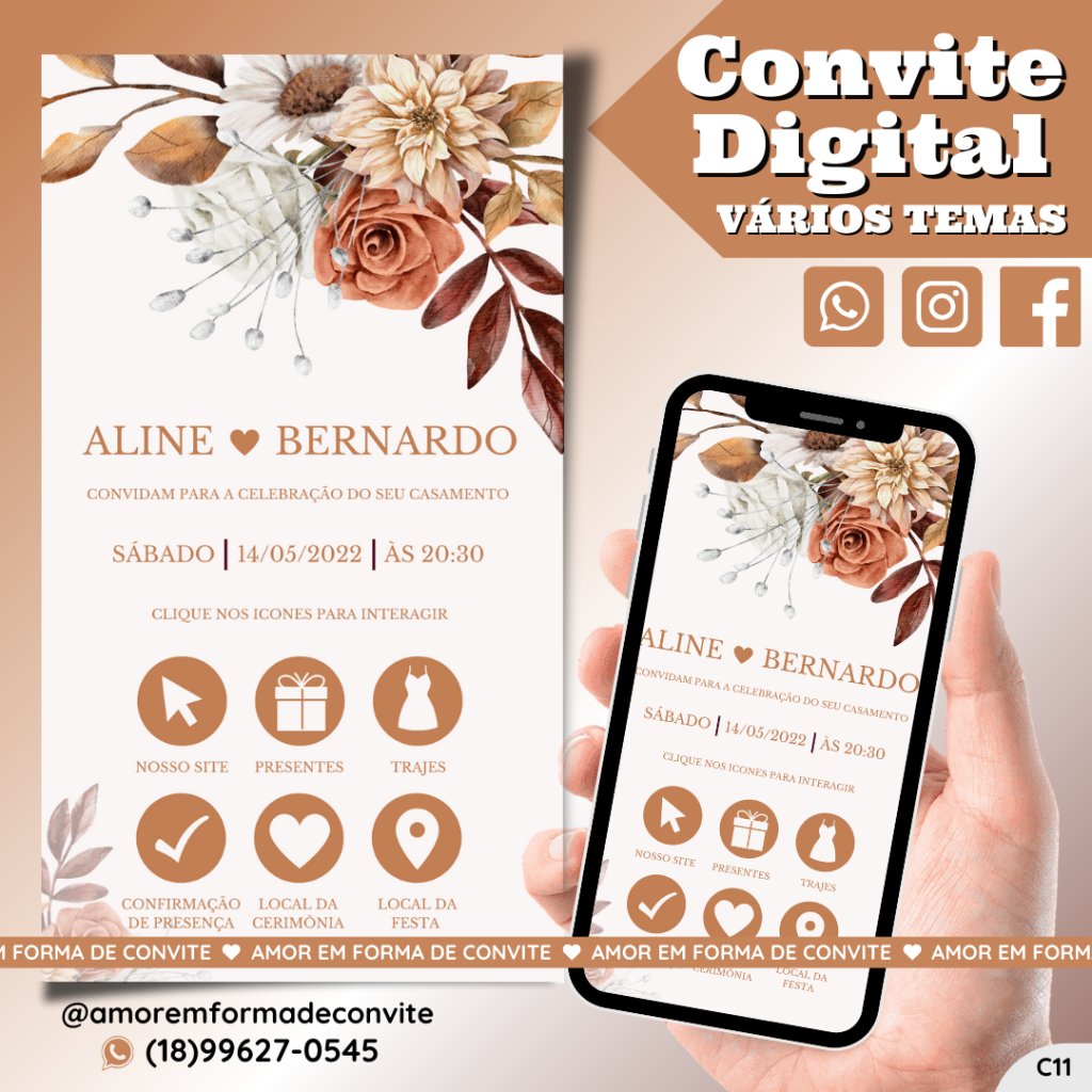 Convite Virtual Digital Interativo Terracota - C11