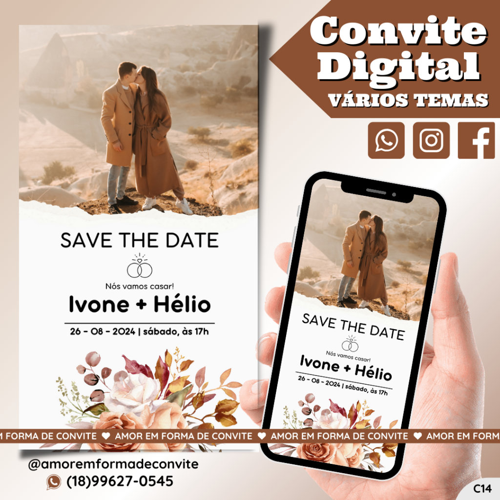 Convite Virtual Digital Interativo Terracota com Foto - C14