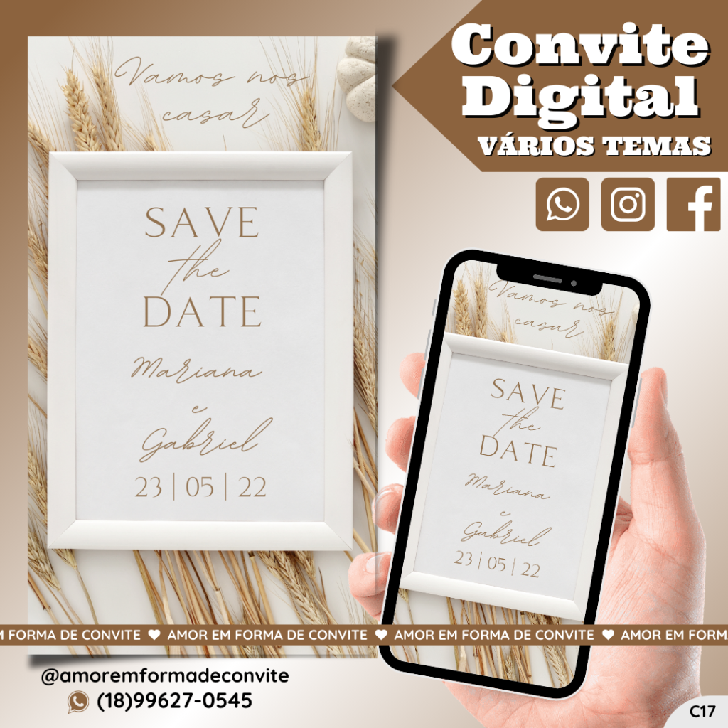 Convite Virtual Digital Interativo Save the Date - C17