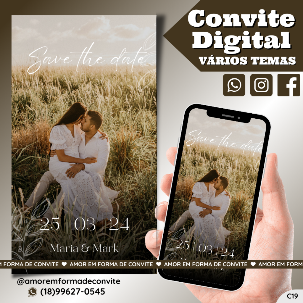 Convite Virtual Digital Interativo Foto Fundo - C19